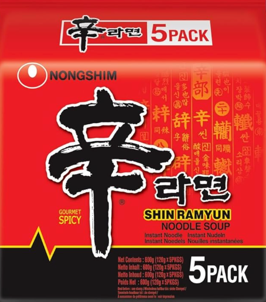NONGSHIM Shin Ramyun مجموعة 5 عبوات 120 جرام من الفطائر الفورية